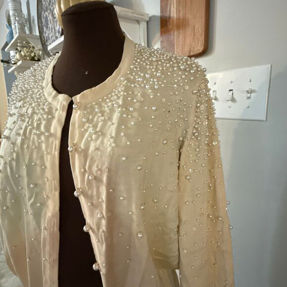 Vintage Escada Pearl beaded sequin cardigan sweater womens size 42 medium new wo - Picture 3 of 11